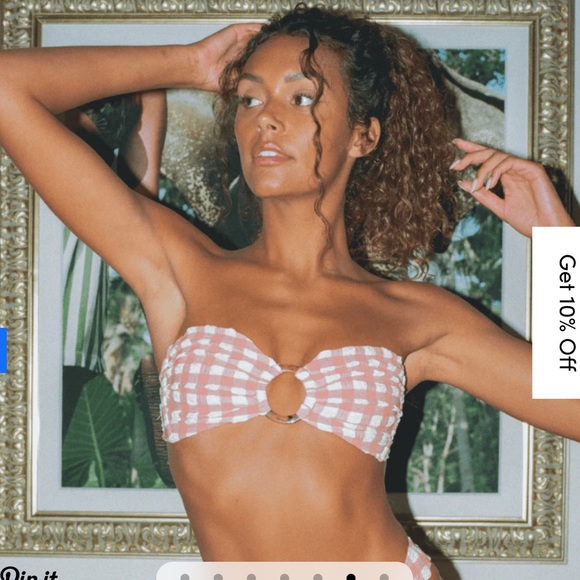 Montce | Shrimp Gingham Tori Bandeau Bikini Top - Picture 3 of 8